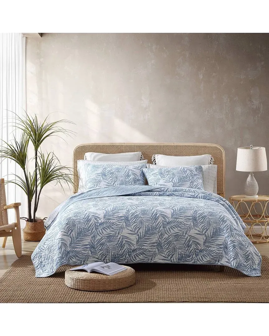 Palmday Reversible Quilt Set - Blue, Cotton