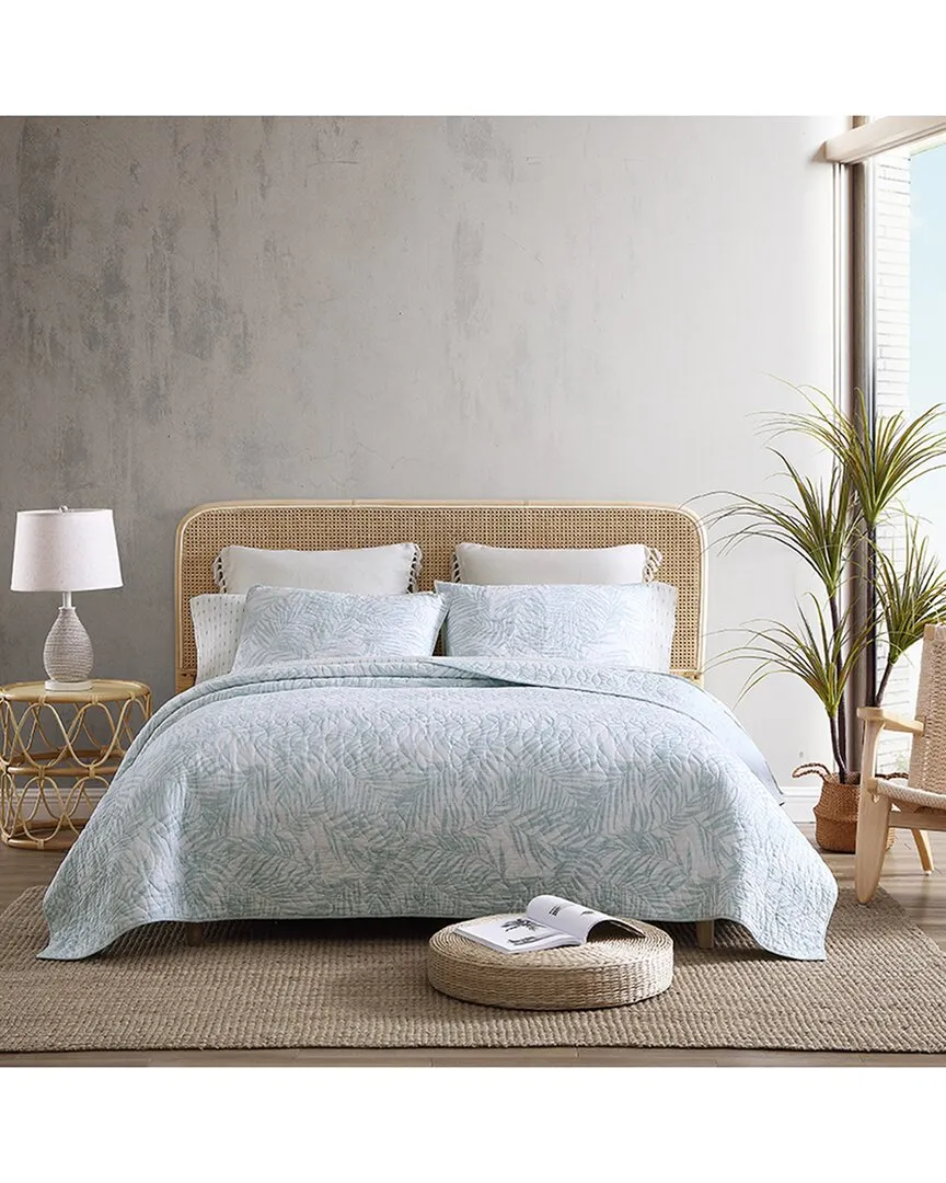 Palmday Reversible Quilt Set - Blue, Cotton