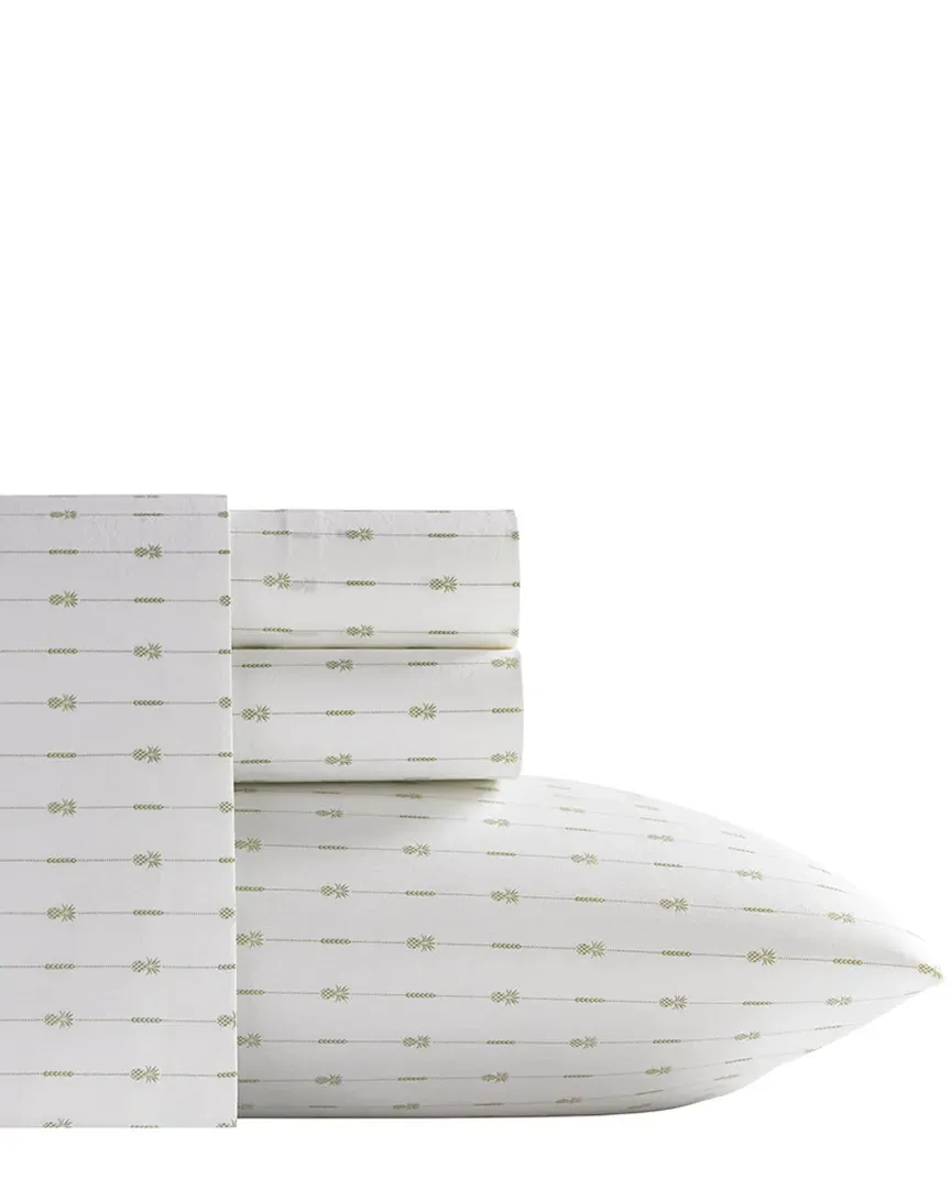 Pineapple Pinstripe Sheet Set - Palm Green, Cotton image