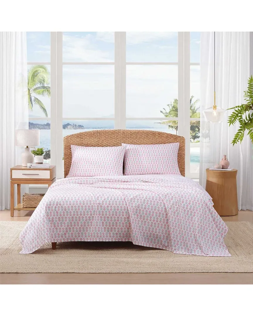 Pineapple Splash Cotton Percale Sheet Set - Pink