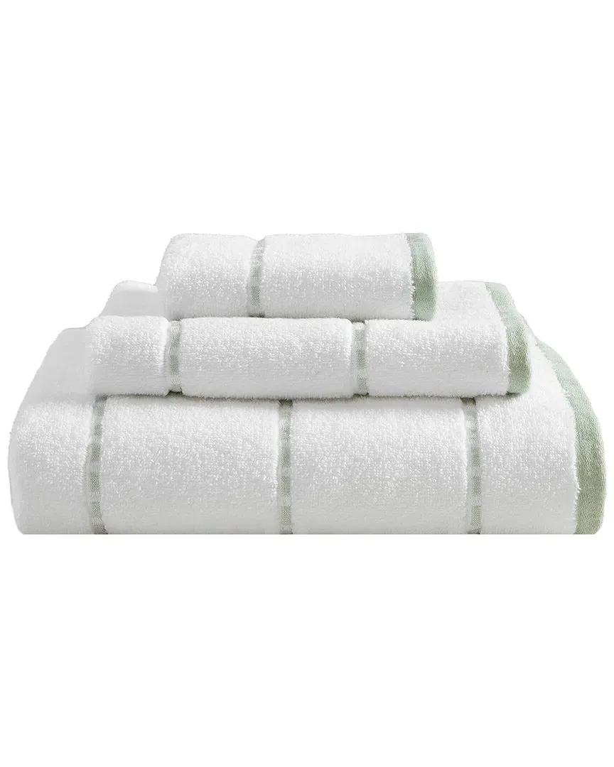 Ridley 3-Piece Towel Set - White/Sage, Cotton