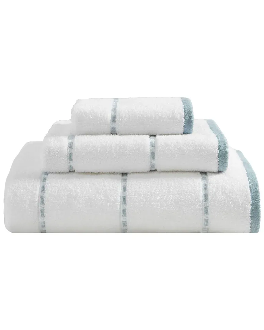 Ridley 3-Piece Towel Set - White/Steel Blue, Cotton