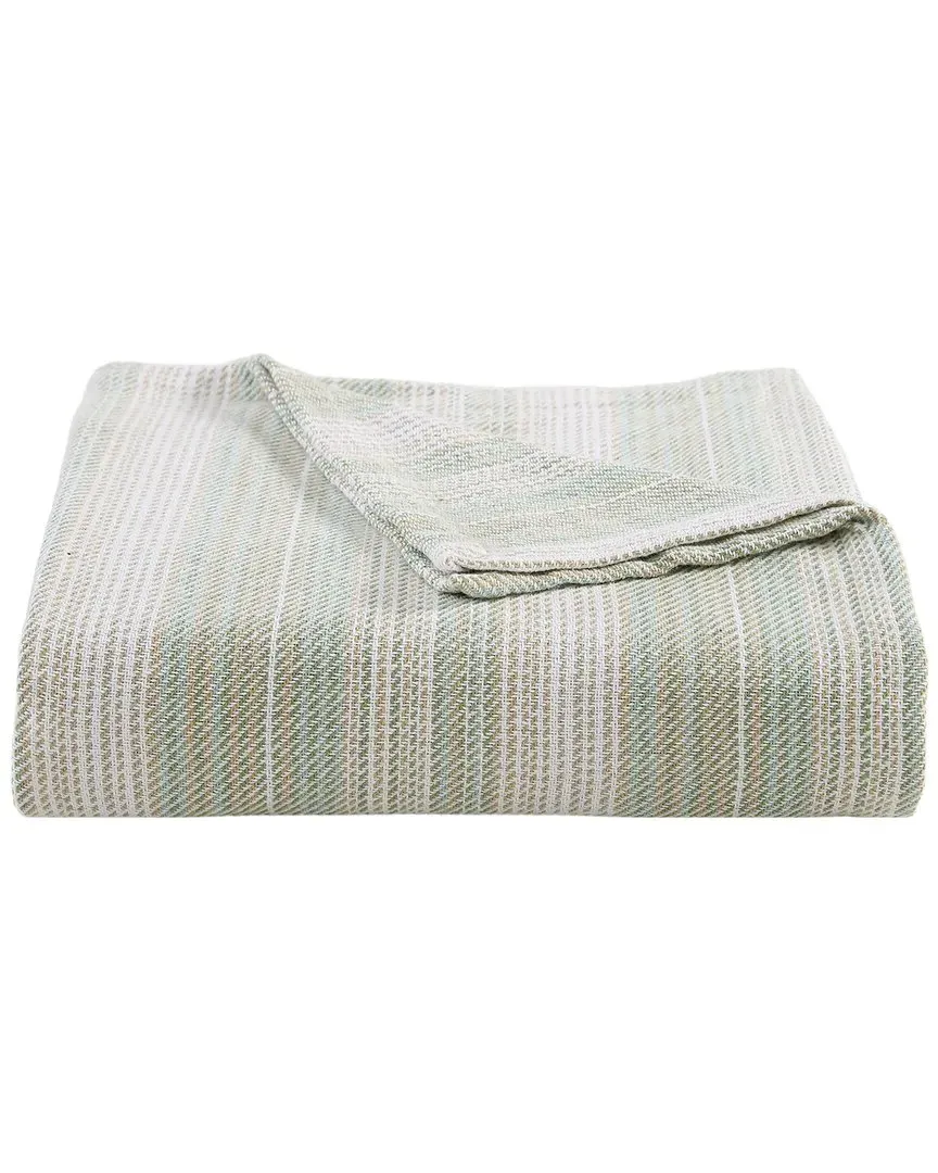 Sandy Shore Stripe Blanket - Sage Green, Cotton image