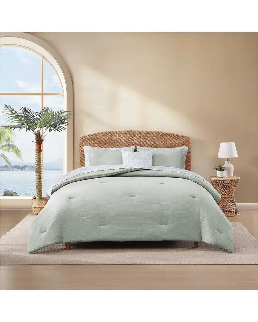 Seersucker Solid Comforter Bonus Set - Spring Green, Polyester image
