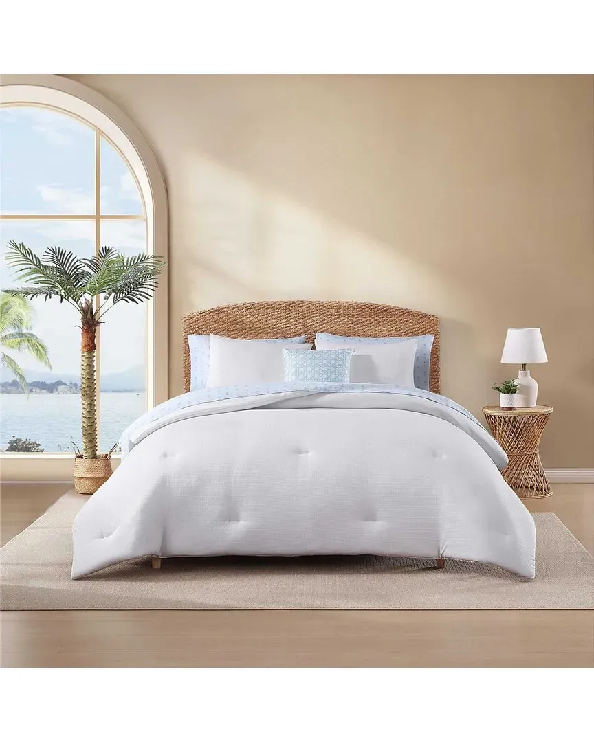 Seersucker Solid Comforter Bonus Set - White, Polyester