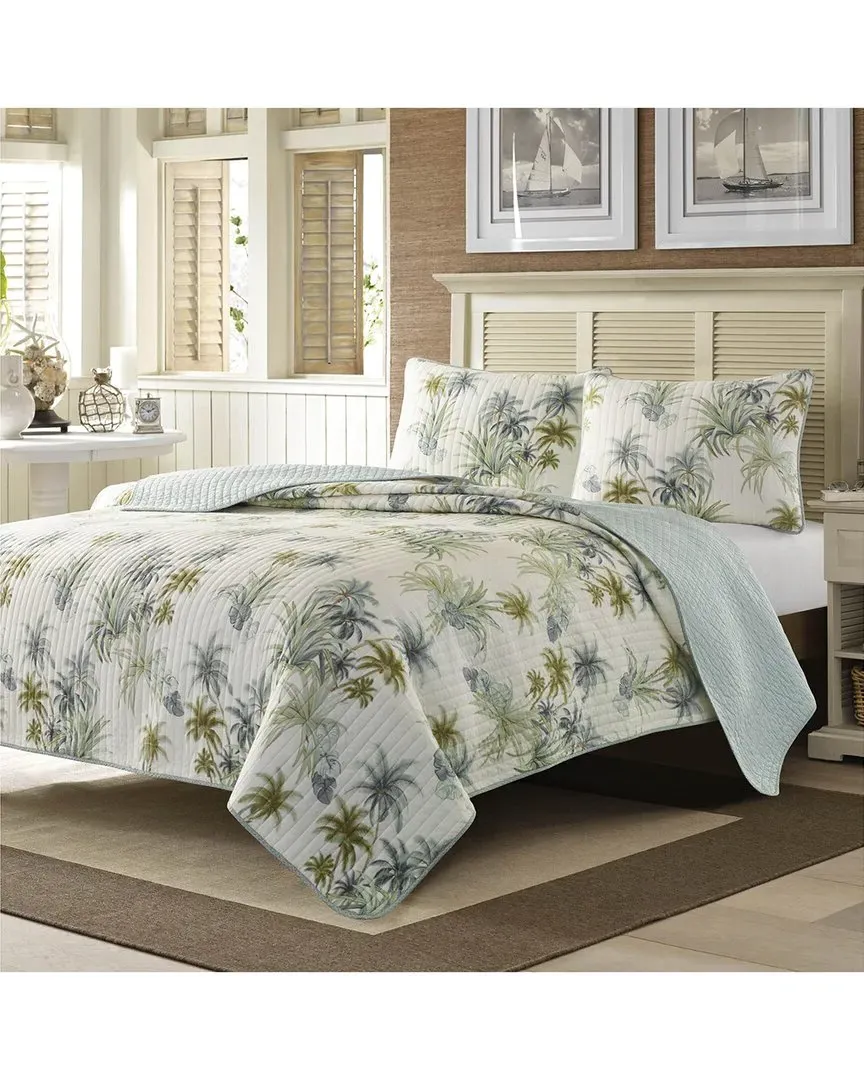 Serenity Palms Cotton Quilt - Blue
