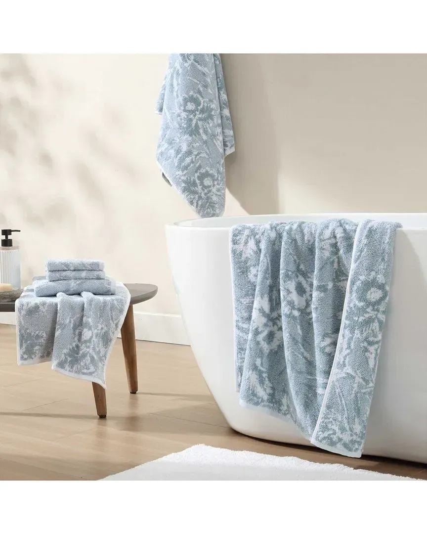 Shadow Hibiscus 6pc Towel Set - Blue, Cotton