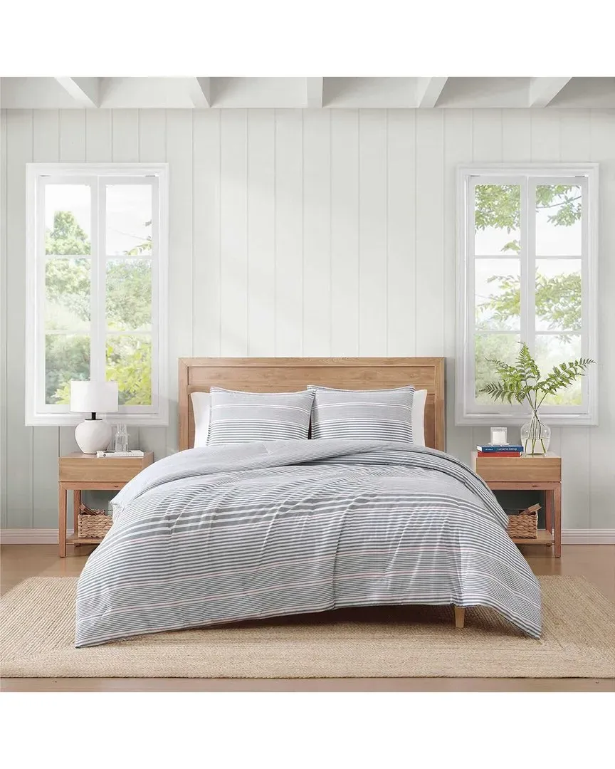 Danbury Stripe Cotton Duvet Set - White/Navy/Red image