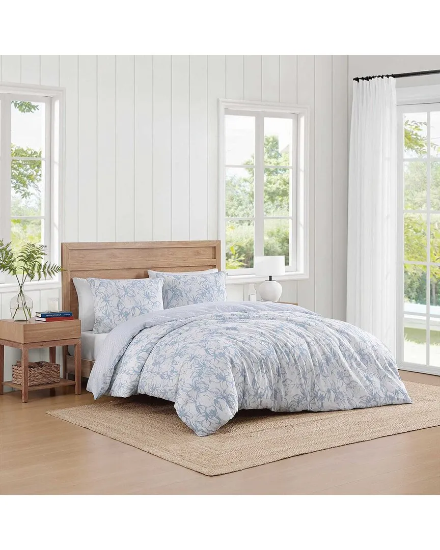 Ethereal Floral Cotton Comforter Bedding Set - White, Blue