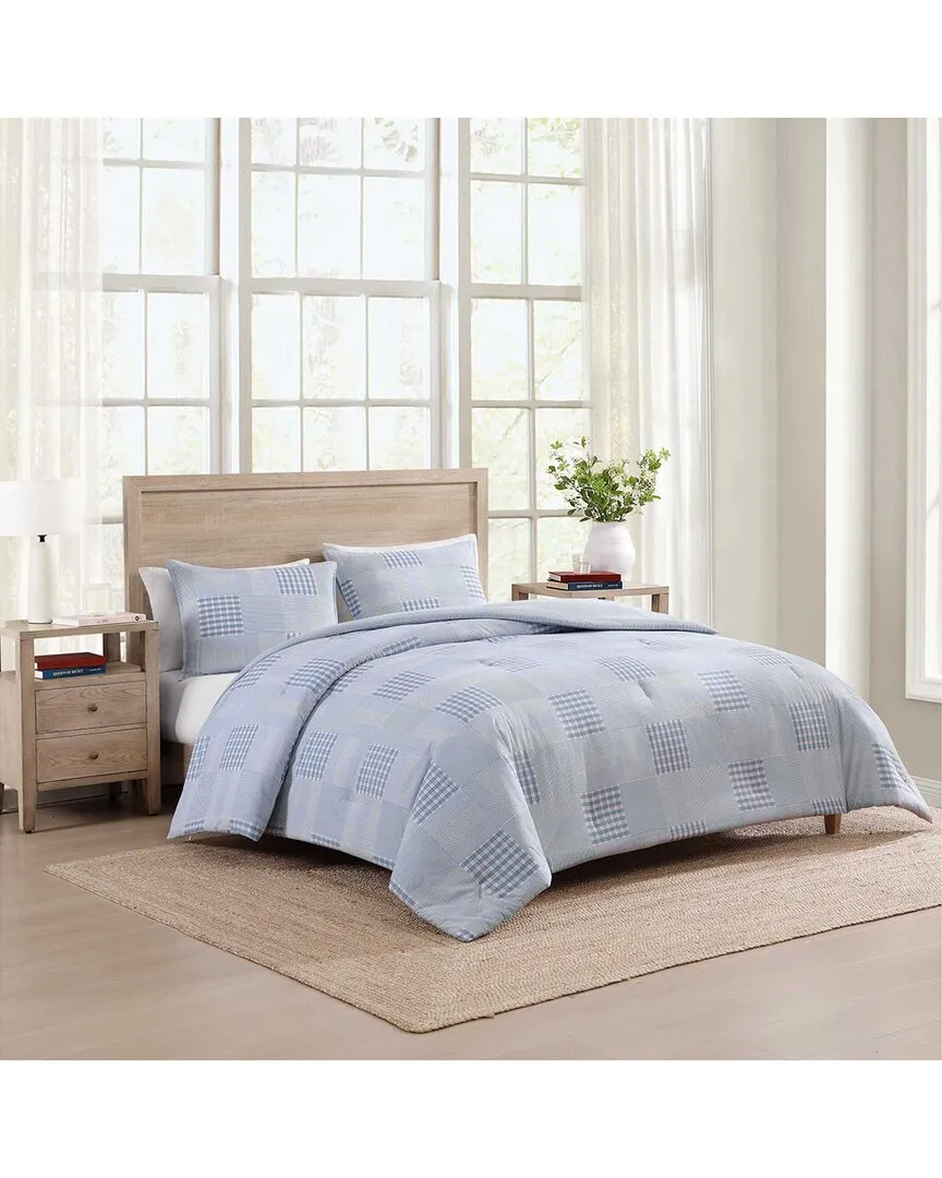 Hamptons Patchwork Comforter Set - White/Blue, Cotton
