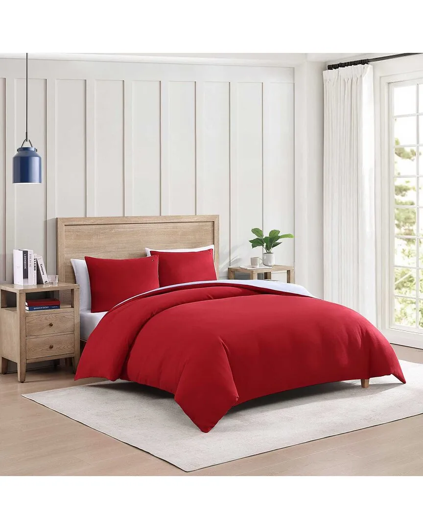 Micro Pique Duvet Cover Set - Red, Cotton Blend