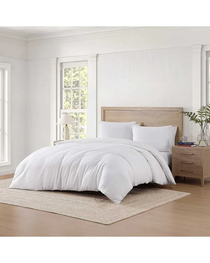 Monogram Matelassé Duvet Cover Set - White, Cotton image