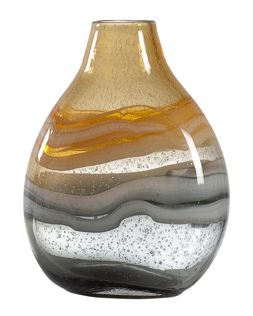 Andrea Swirl Glass Bulb Vase - Amber