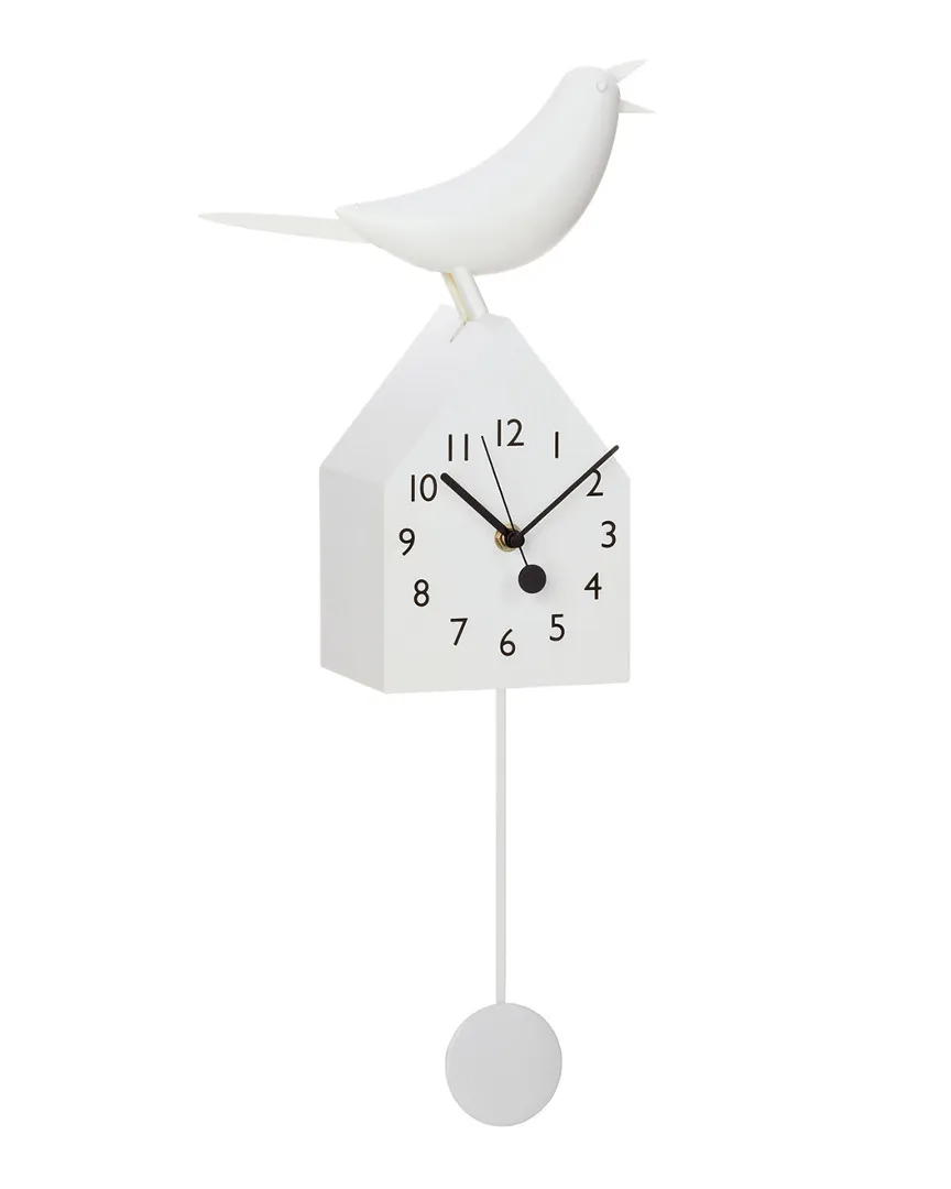 Motion Birdhouse Clock with Removable Pendulum - White