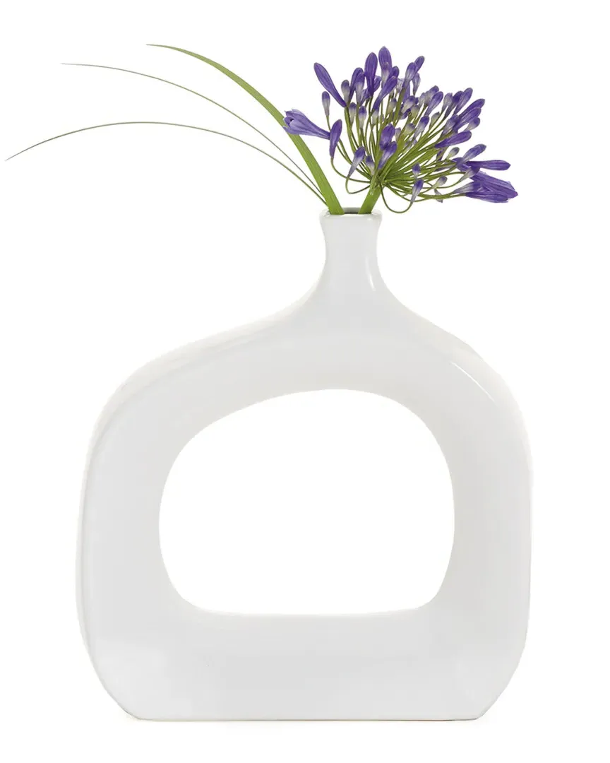 Open 11in Wide Vase - White, Ceramic