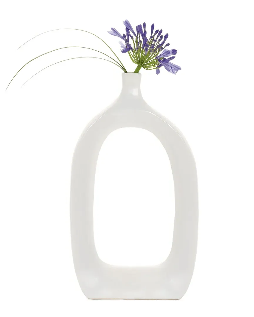 Open 15.75in Vase - White, Ceramic image