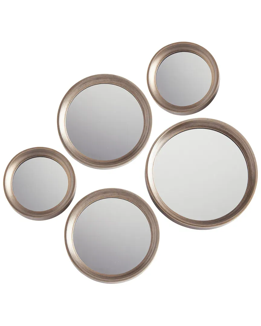 Portico Round Mirror Set of 5 - Antique Gold image