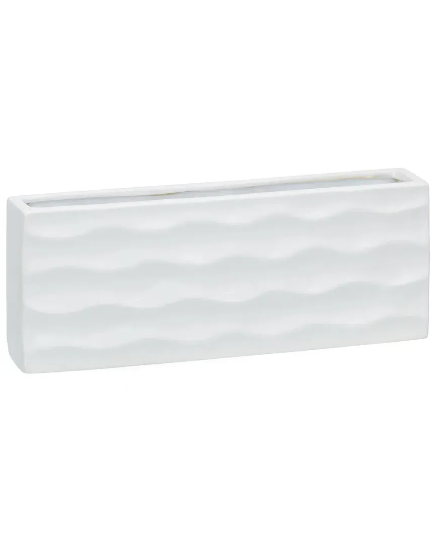 Ripple Rectangular Vase - White, Ceramic