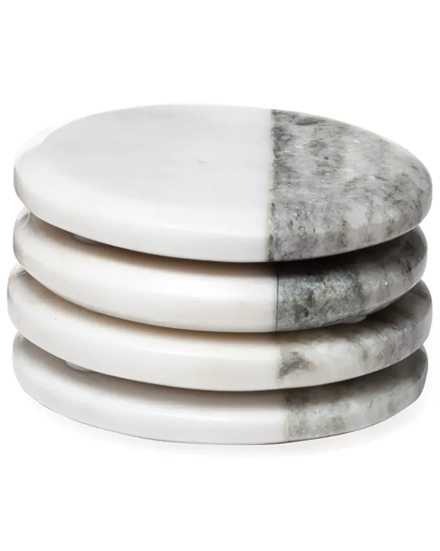 Set of 4 Two-Toned Coasters - White/Grey, Marble image
