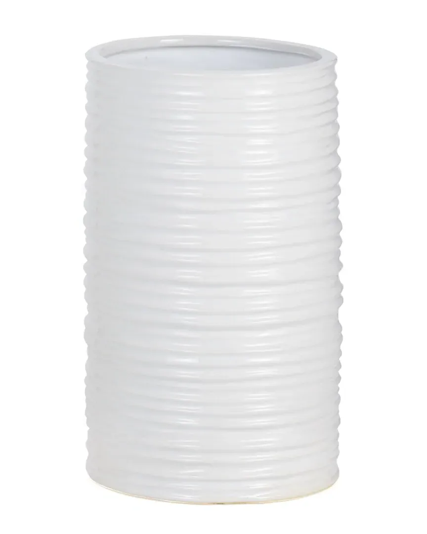 Torre & Tagus Rippled Cylinder Vase - White, Ceramic image