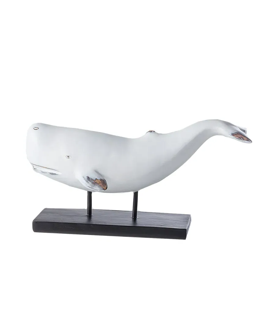 Whale Resin Decor Statue - White
