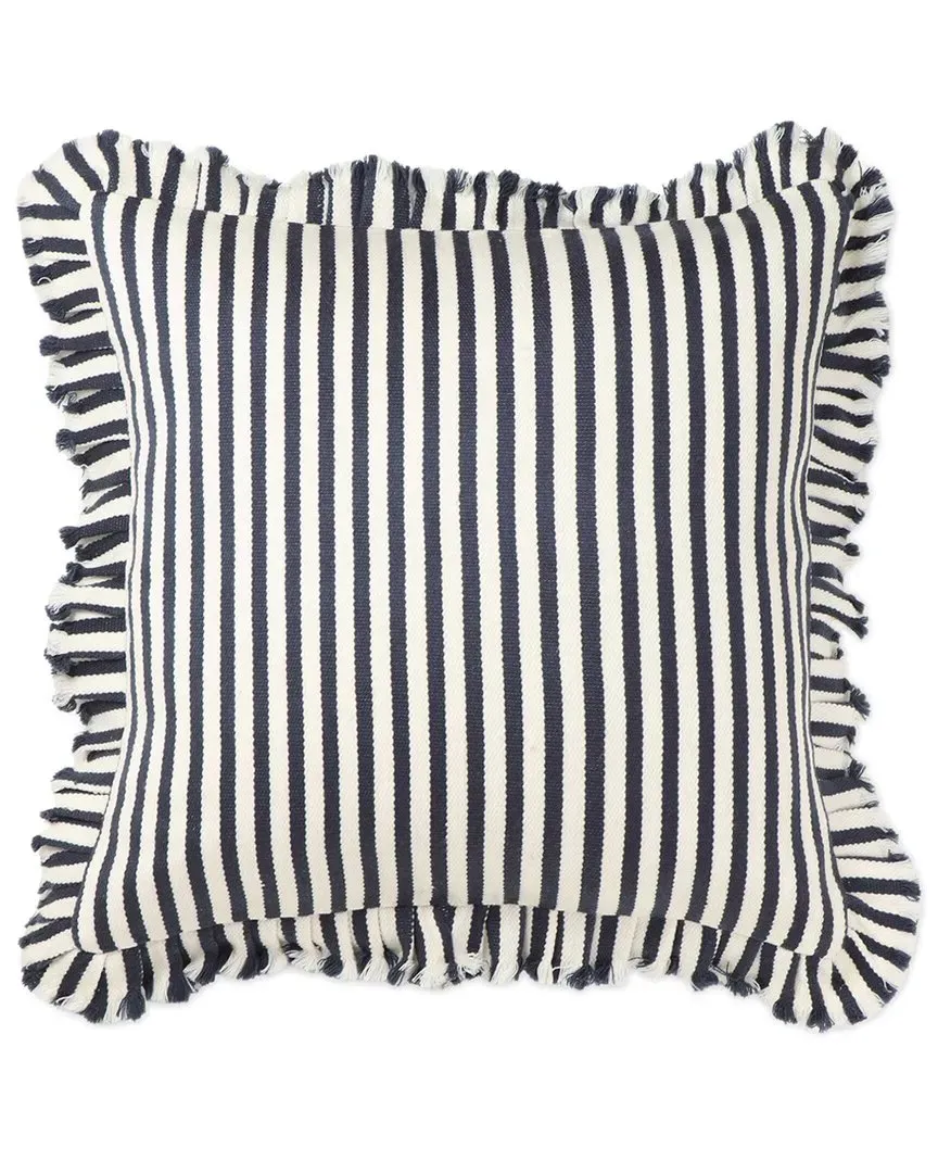 Alessia Striped Ruffle 20in Square Accent Pillow - Navy