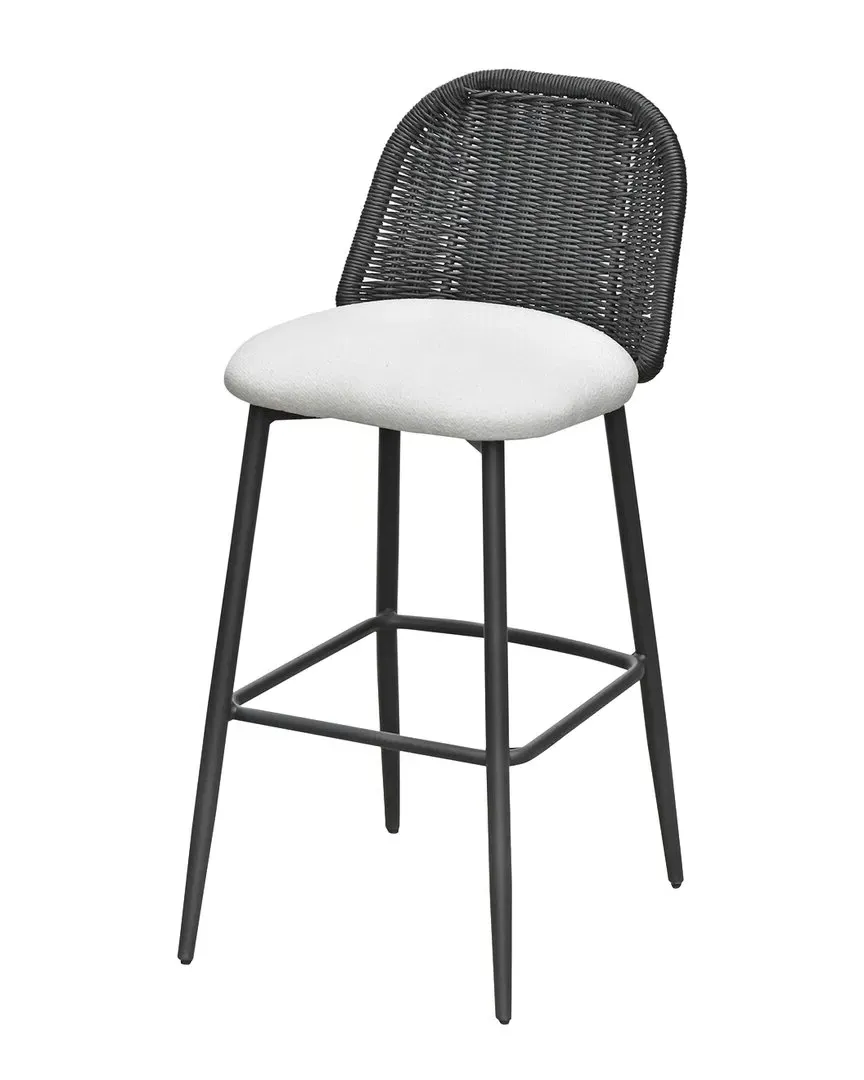 Alexa Rattan Barstool - Black, Performance Fabric