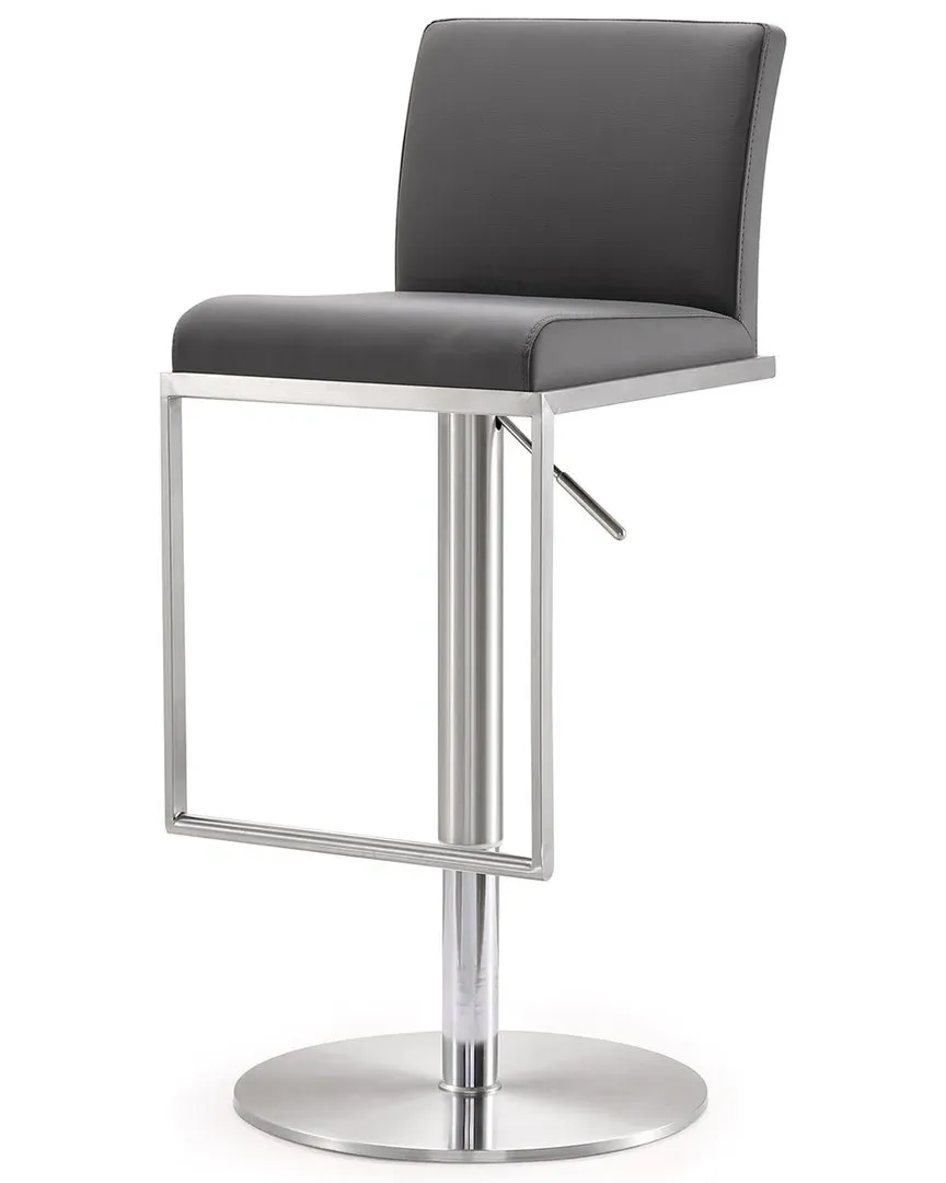 Amalfi Adjustable Bar Stool - Grey, Vegan Leather