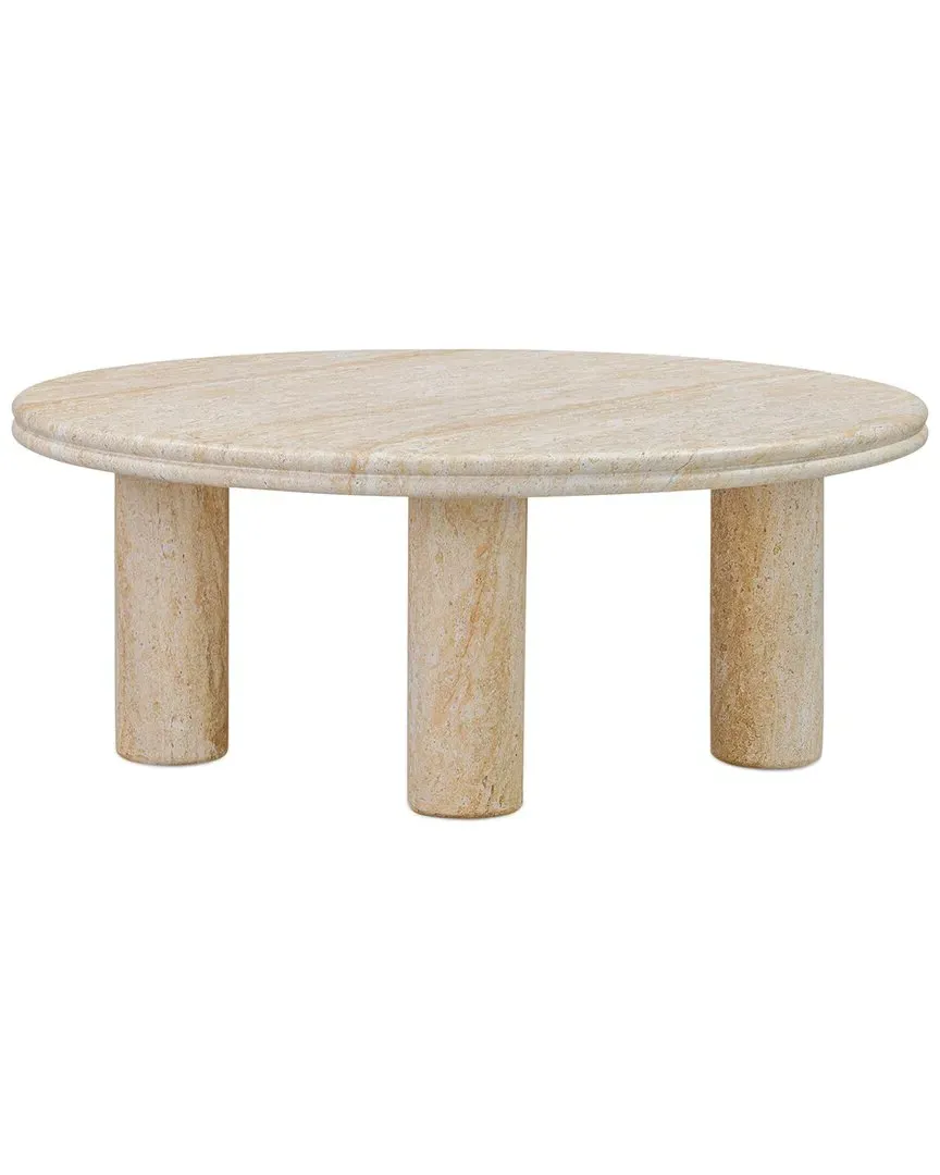 Amora 32in Round Accent Table - Travertine image