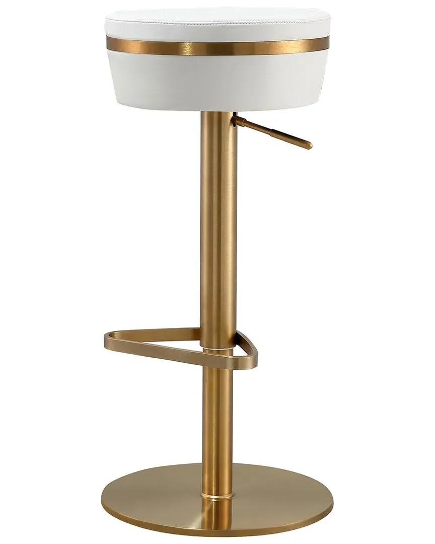 Astro Adjustable Stool - White, Vegan Leather