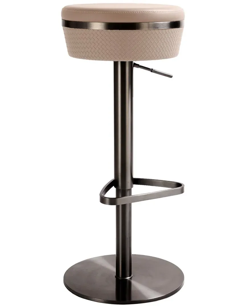 Astro Woven Adjustable Stool - Brown, Vegan Leather