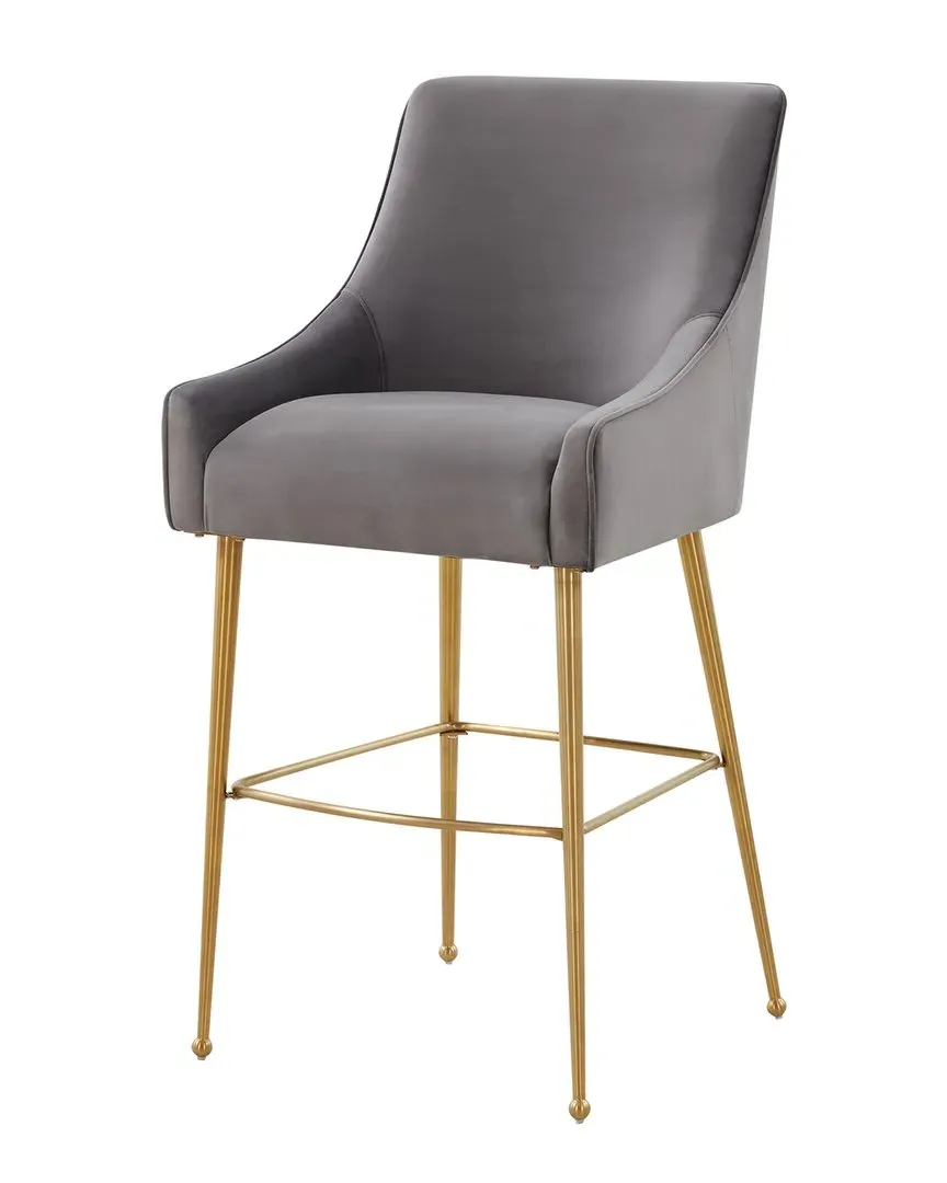 Beatrix Counter Stool - Grey, Velvet