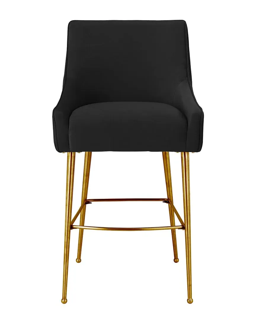 Beatrix Pleated Counter Stool - Black, Velvet