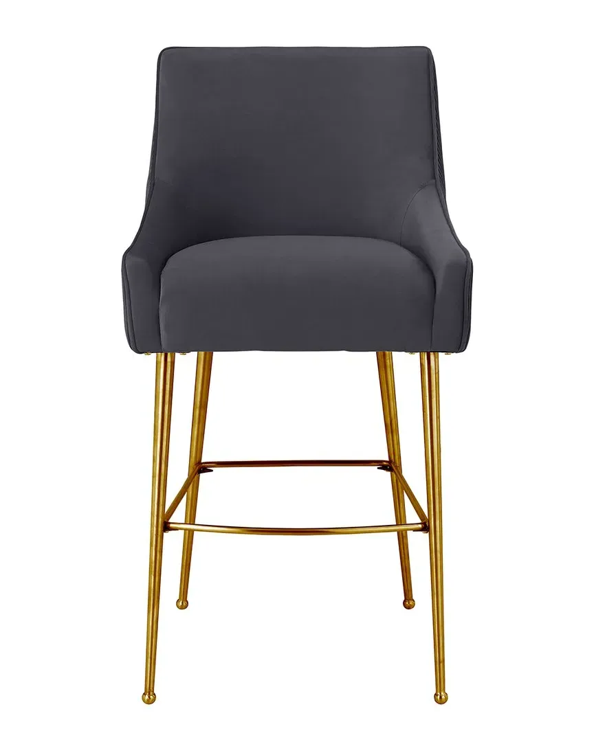 Beatrix Pleated Counter Stool - Grey, Velvet image