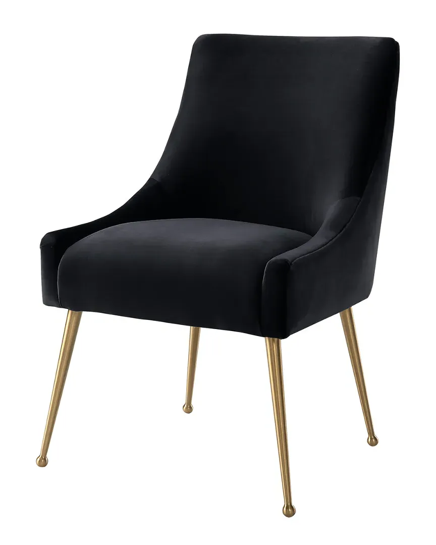 Beatrix Side Chair with Gold Handle - Black, Velvet image