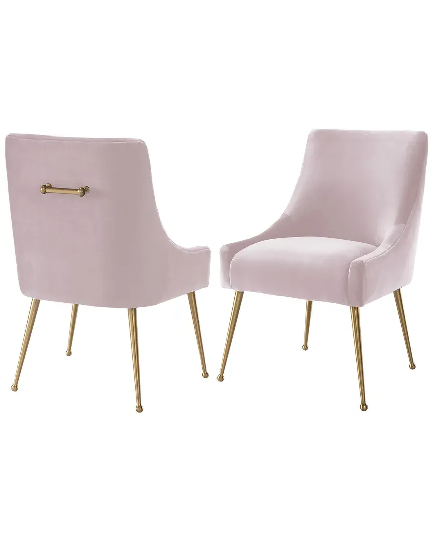 Beatrix Side Chair with Gold Handle - Blush, Velvet