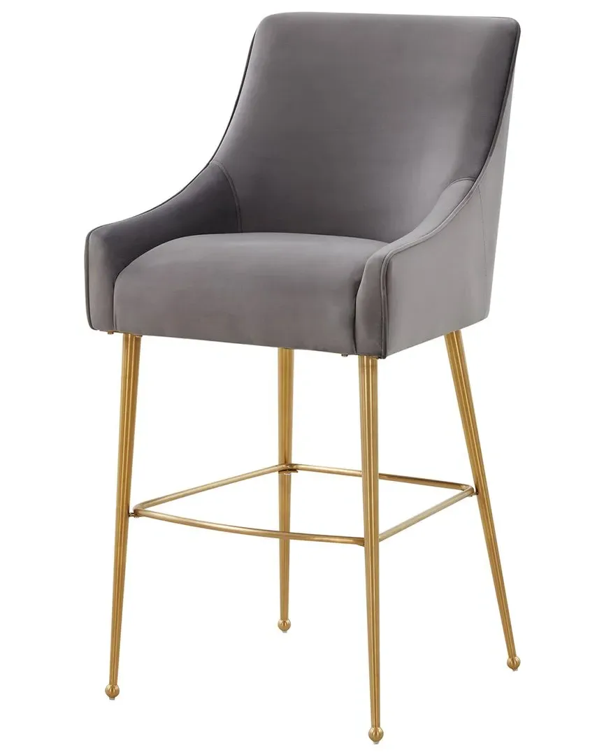 Beatrix Velvet Bar Stool - Grey