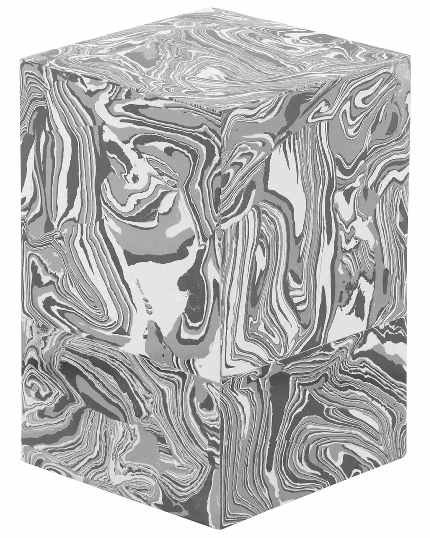 Camryn Swirled Resin Side Table - Black & White image