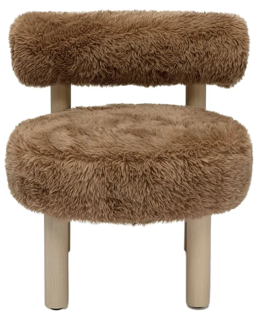 Carmel Vegan Shearling Accent Chair - Taupe