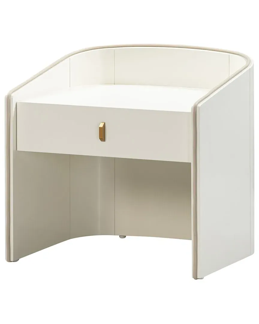Collins Lacquer Nightstand with Drawer - Cream, Acacia