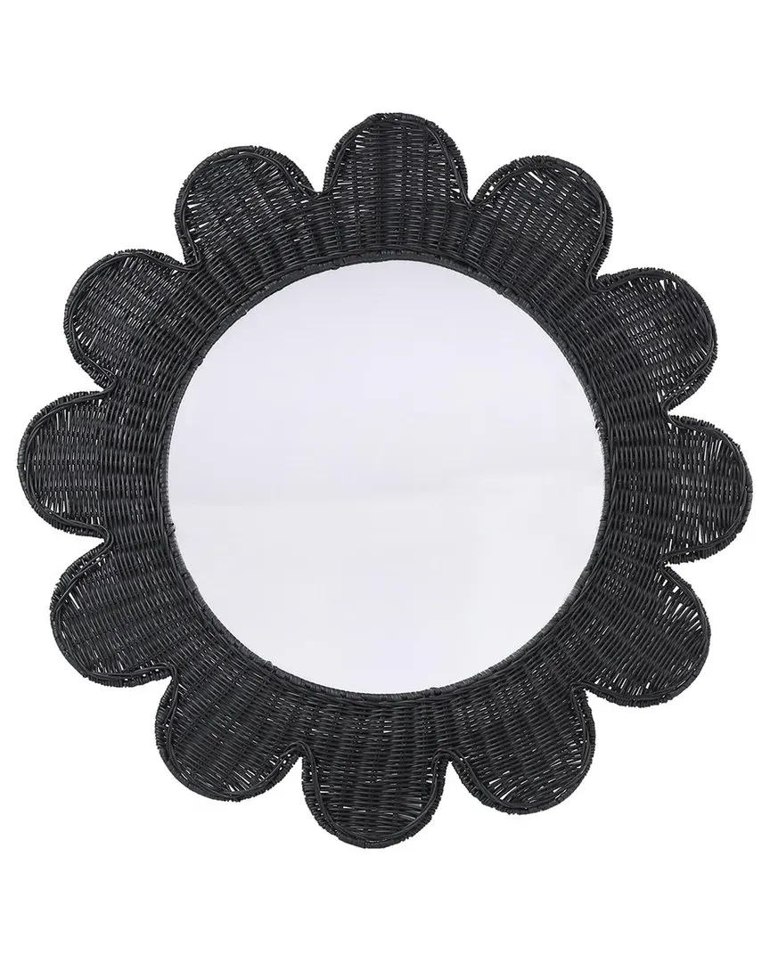 Coralie Round Mirror - Black, Rattan image