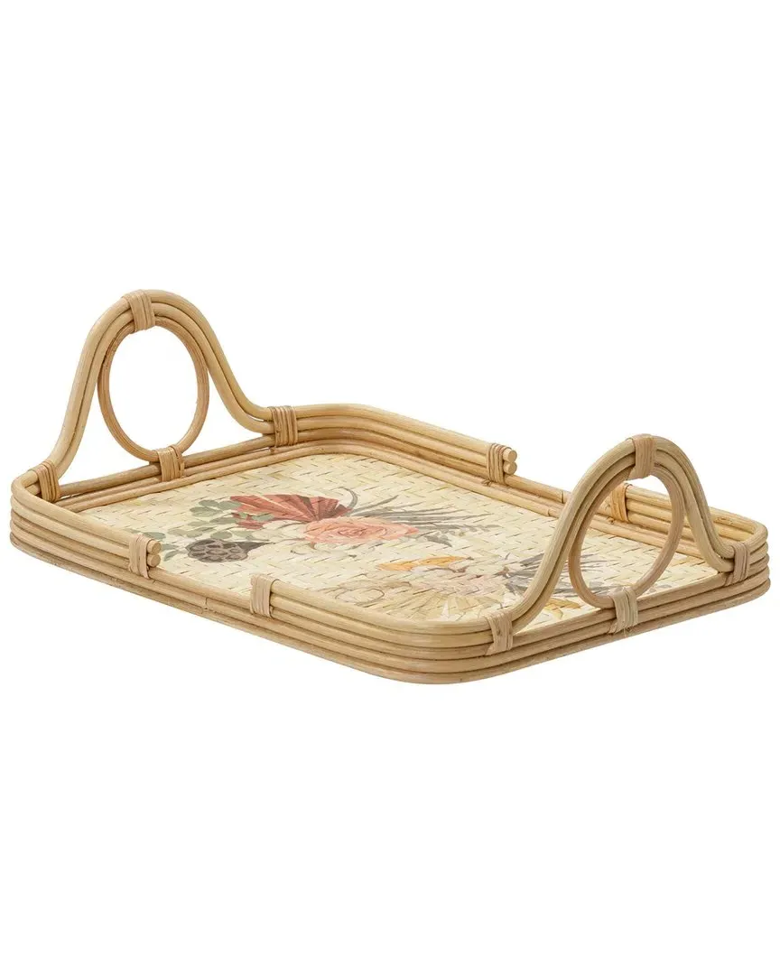 Corey Floral Bamboo Tray - Natural, Rattan