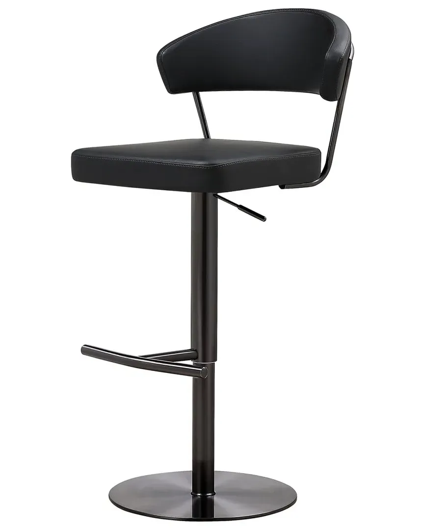 Cosmo Adjustable Bar Stool - Black, Vegan Leather