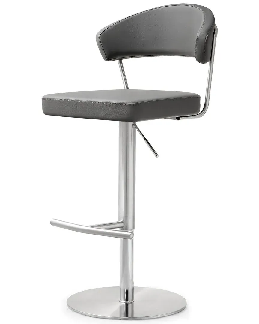 Cosmo Adjustable Bar Stool - Grey, Vegan Leather