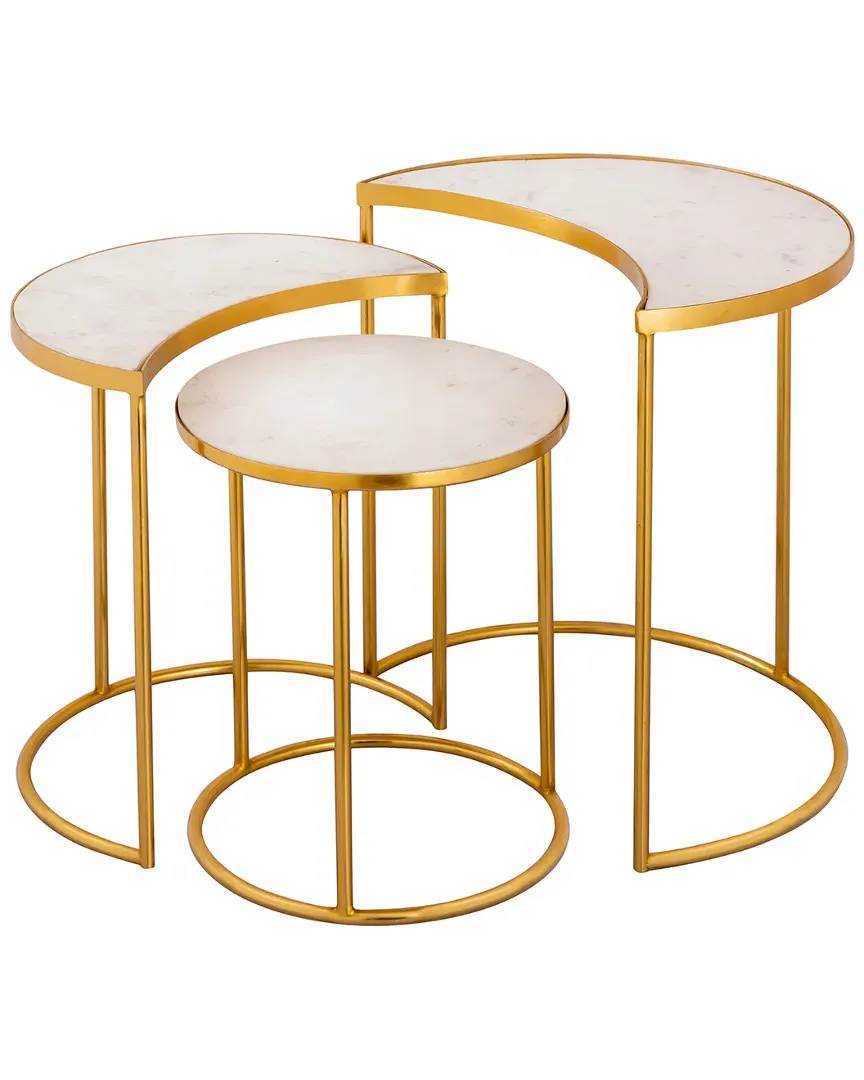 Crescent Nesting Tables - Gold, Marble image