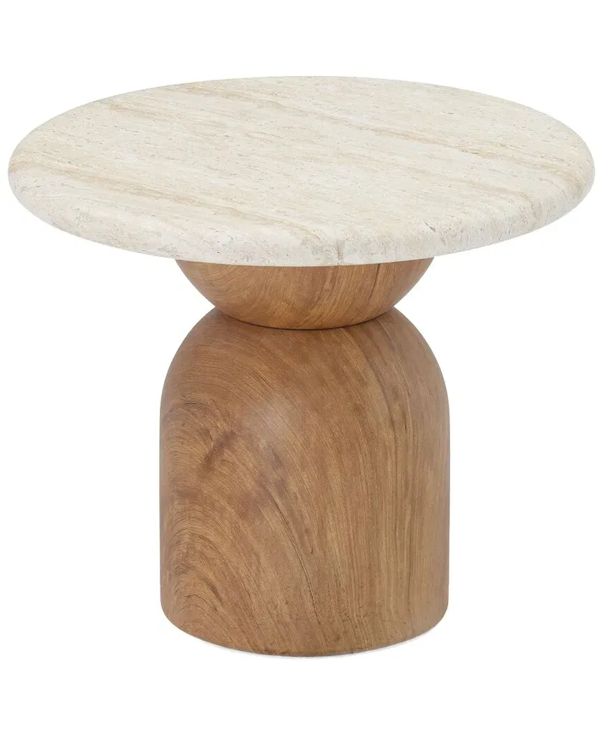 Cynthia Indoor/Outdoor Side Table - Travertine, Concrete