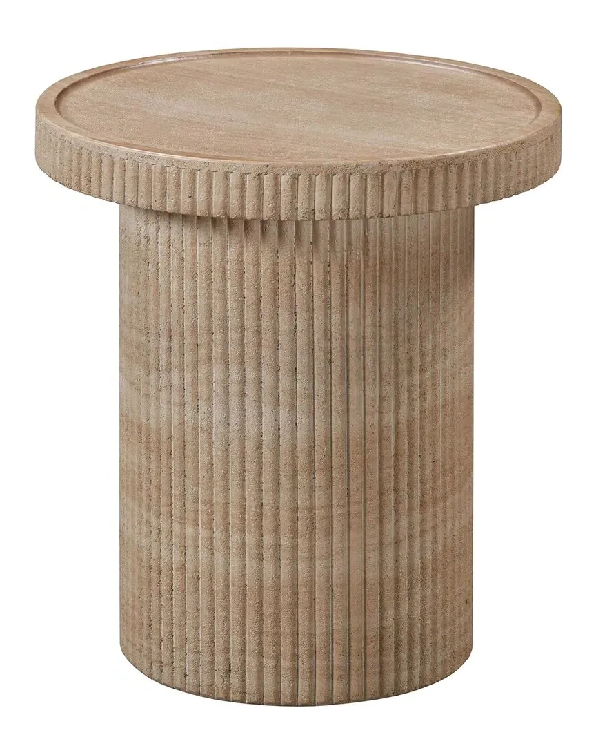 Darcy Outdoor Faux Side Table - Travertine, Concrete image