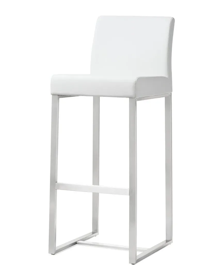 Denmark Bar Stools Set of 2 - White, Vegan Leather image