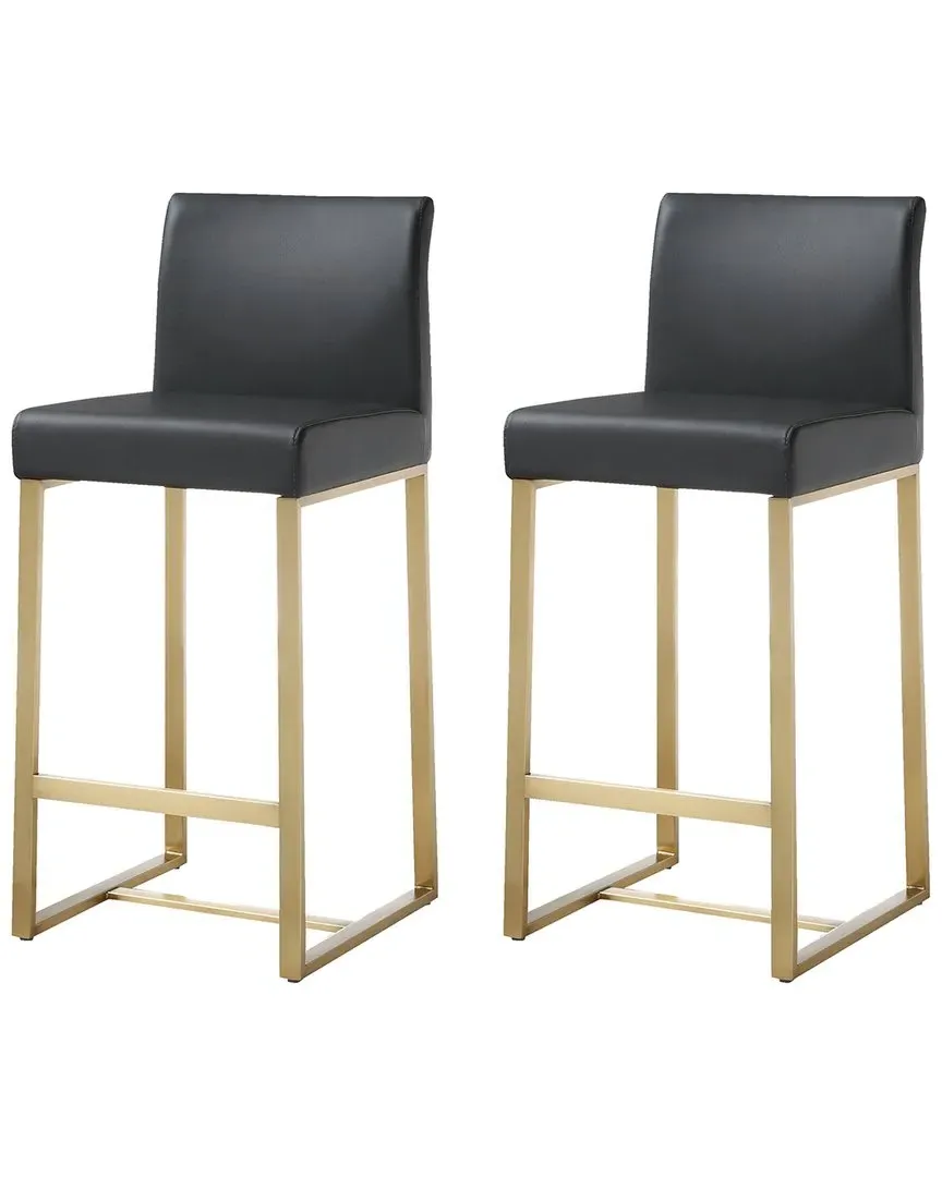 Denmark Set of 2 Counter Stools - Black, Steel