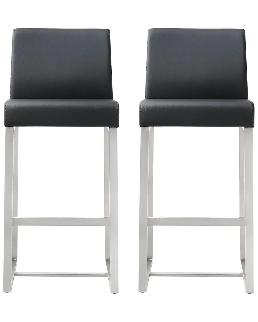Denmark Set of 2 Counter Stools - Black, Steel